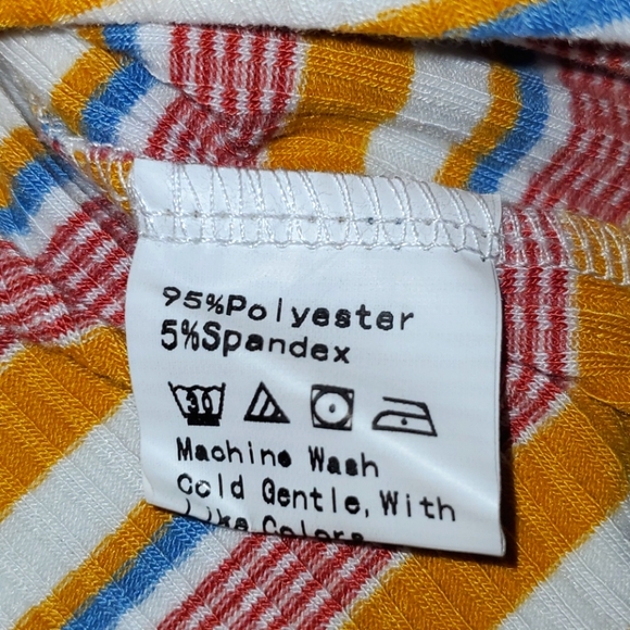 Stripe Crop Tee Surplice Neck Color Block - Picture 4 of 5